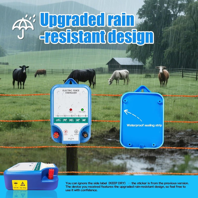 THILEMON Electric Fence Charger for Livestock - 10.5 kV 2 Joules High-Power Electric Fence Energizer for Containing Pets Livestock and Preventing Wild Animals Intruding (6.29in) - Image 3